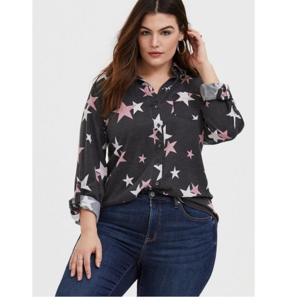 Torrid relaxed fit rayon twill button shirt - NWT 2X - Picture 2 of 7